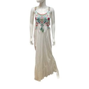 Johnny Was Embroidered Peacock Rayon Dress Size M
